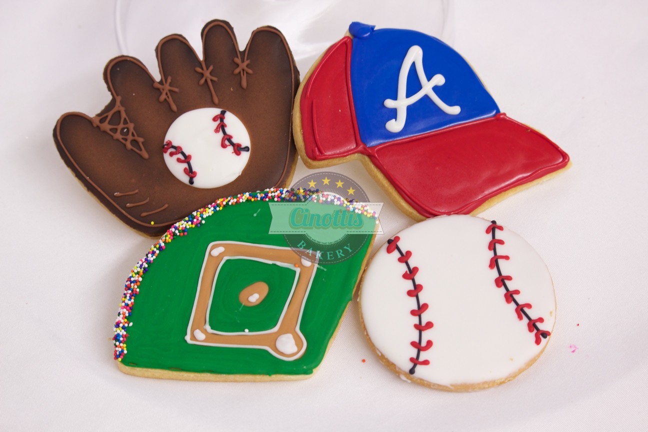 baseball set, assortment Cookies, Cinottis Bakery, Cinottis, Baseball Cookies