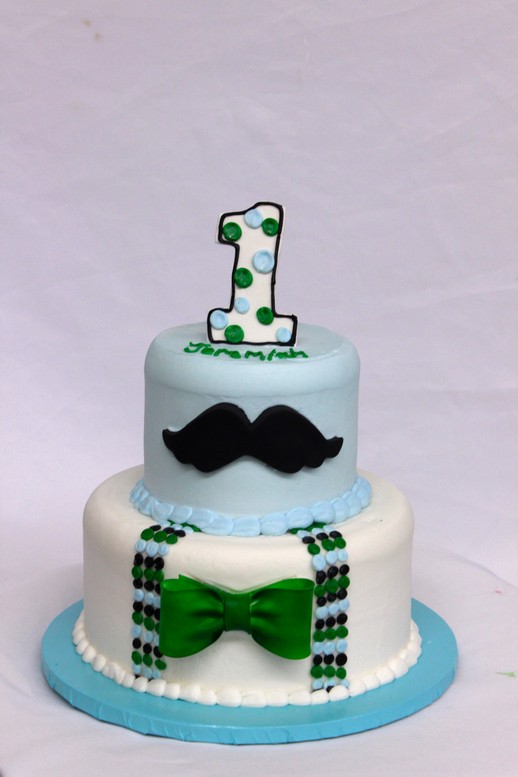 Mustache of a Man, baby party cake, suspenders, bowtie, mustache, cake