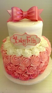 Pink Ombre Rosettes, baby cake bow Cinottis Bakery Shower birthday celebration