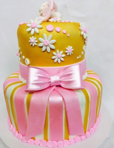 Pink and Gold Baby Bow, Cake