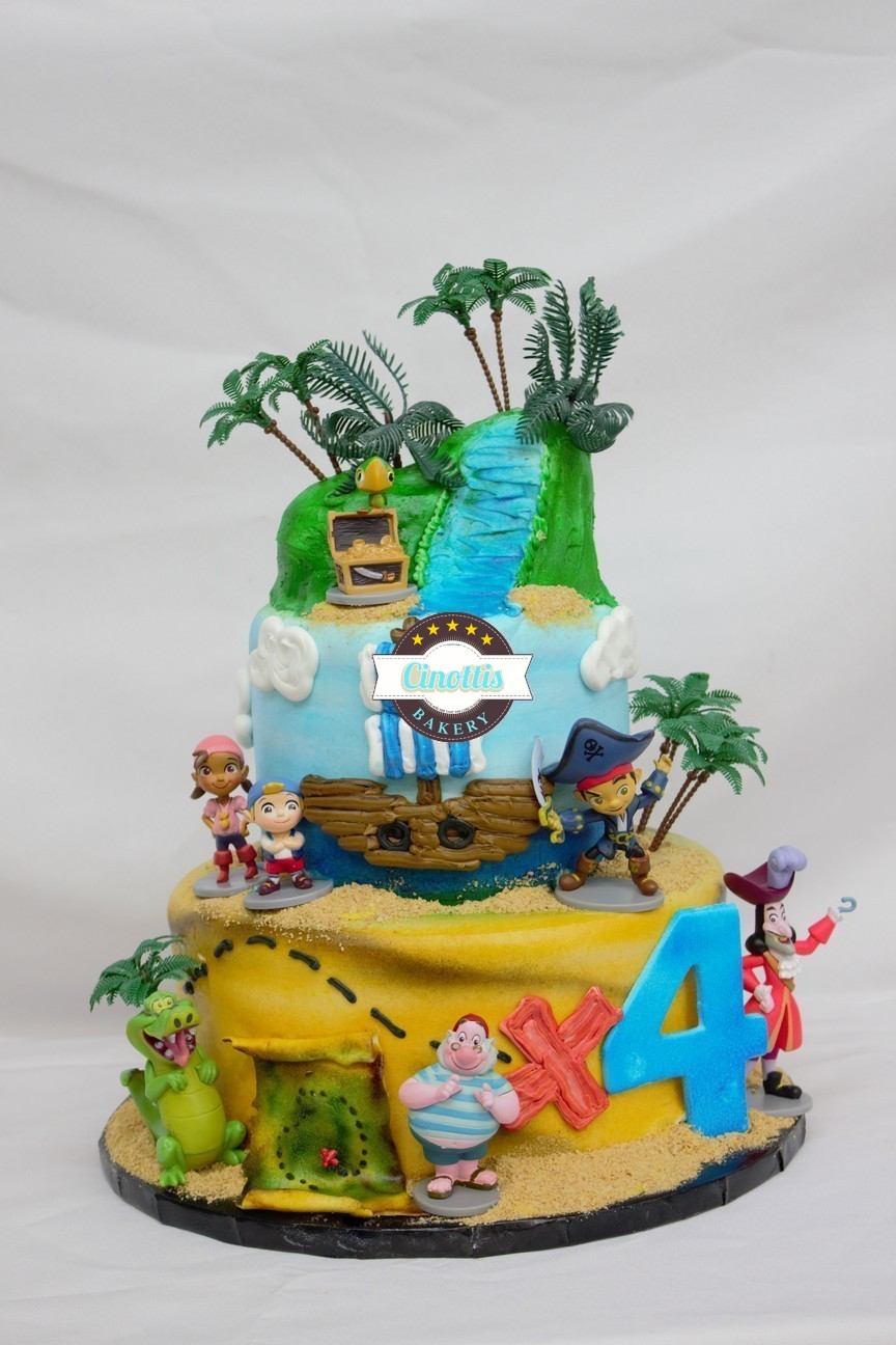Jake and his Pirates, Map, Treasure, Birthday Cake, Cinotti Bakery, Fondant carribean
