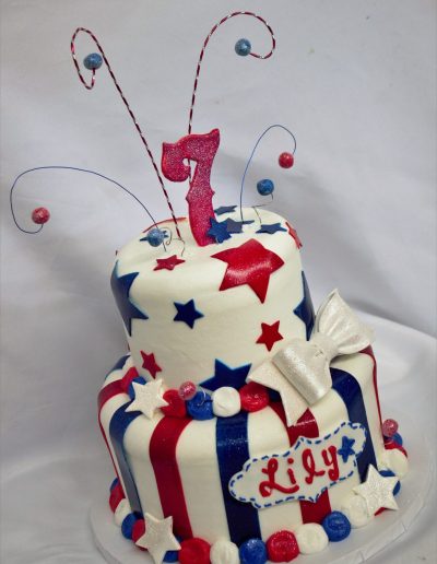 God Bless America, Proud, Birthday, Celebrate, Stars, Stripes, Red, Blue, White, Bakery, Cake, Cookie, Cinotti, Fondant