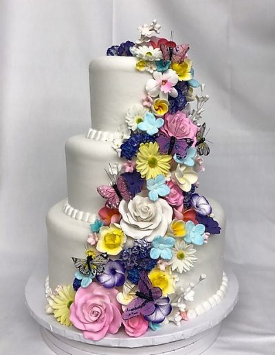 Garden Flowers, Butterflies, Birthday, Flowing, Simple, Girlly, Adult, Wedding, Cake, Rustic, Jacksonville