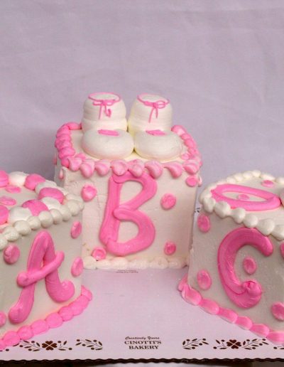 Baby Blocks, Cake, themed, shower, cake, pink, blue, party, jacksonville, beach, bakery