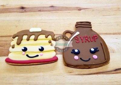Pancakes and Syrup Iced Cutout, Valentines, Cookie