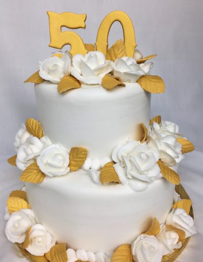 Fiftieth Anniversary, Cake, Wedding, Gold, White, Jacksonville