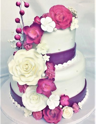 Wedding cake, Flowers, Ribbons, Purple, Shower, Jacksonville, Beach, Spring, Birthday, Party