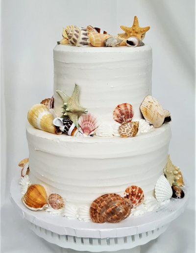 Shells, Wedding, Cake, Shells, Beachy, Sand, Shore, Destination, Buttercream, Rustic, Simple, Birthday, Adult, Bridal, Jacksonville, Shower, Party