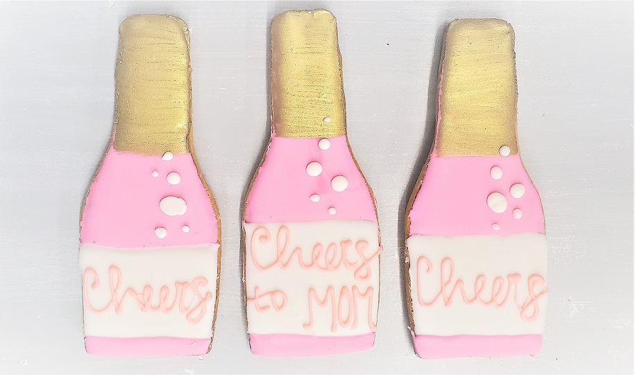Cheers to Mom, Champagne bottle cookie, mothers day