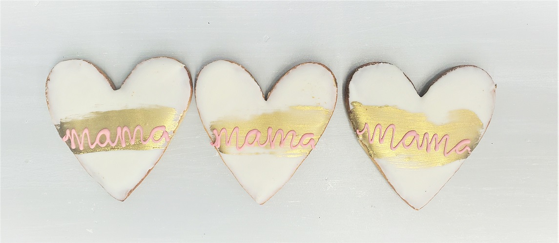 Golden Heart Mom, Mother's Day Cookie, Gold and Ivory<br />
