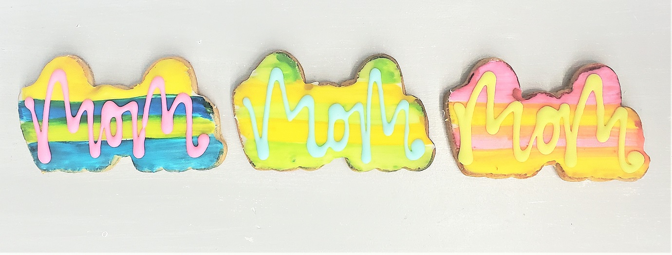 Mom Cookie, Striped Cookies for MOM, colorful mom cookie