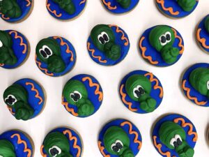 Gators, buttercream icing cookie