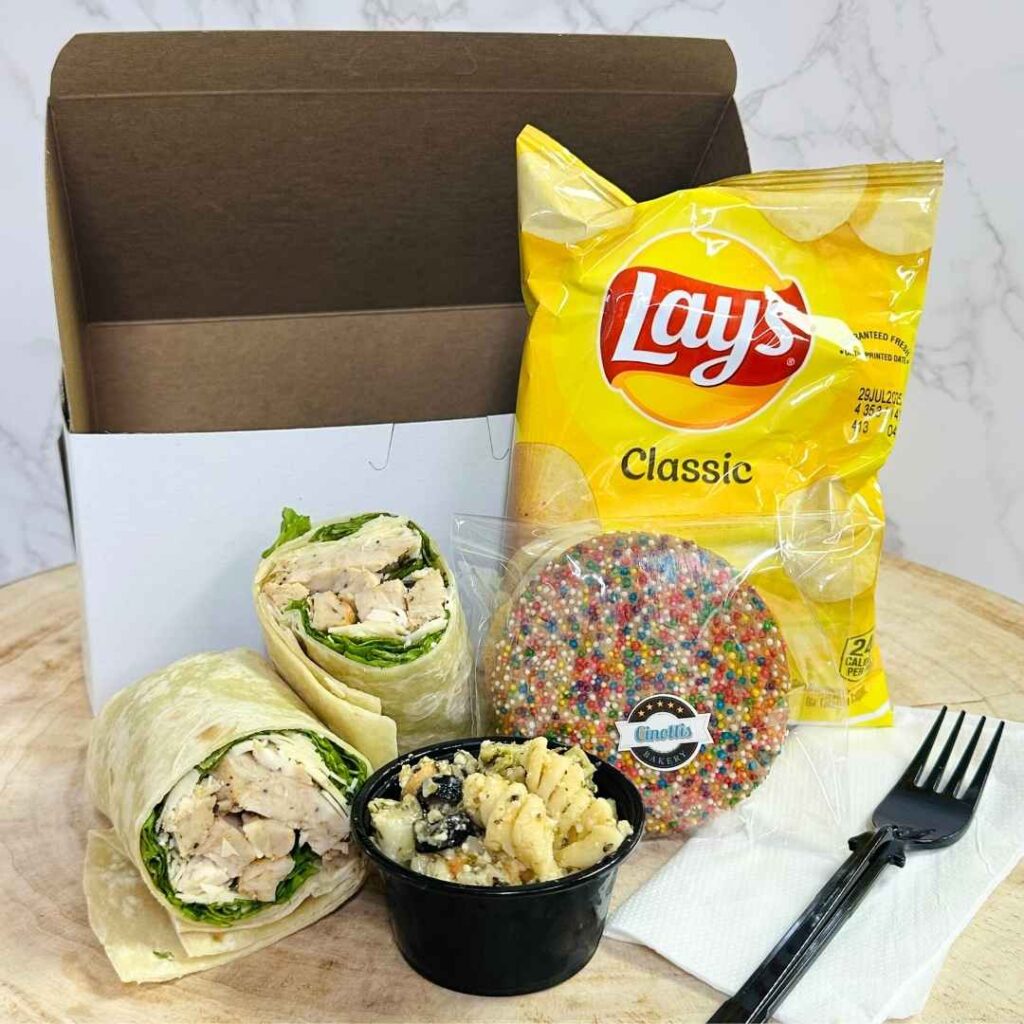 Boxed Lunches, Chicken Caesar Wrap, complete lunch, boxed lunch for event, Jacksonville Corporate Lunch