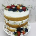 Naked Cake with Flowers and Fruit
