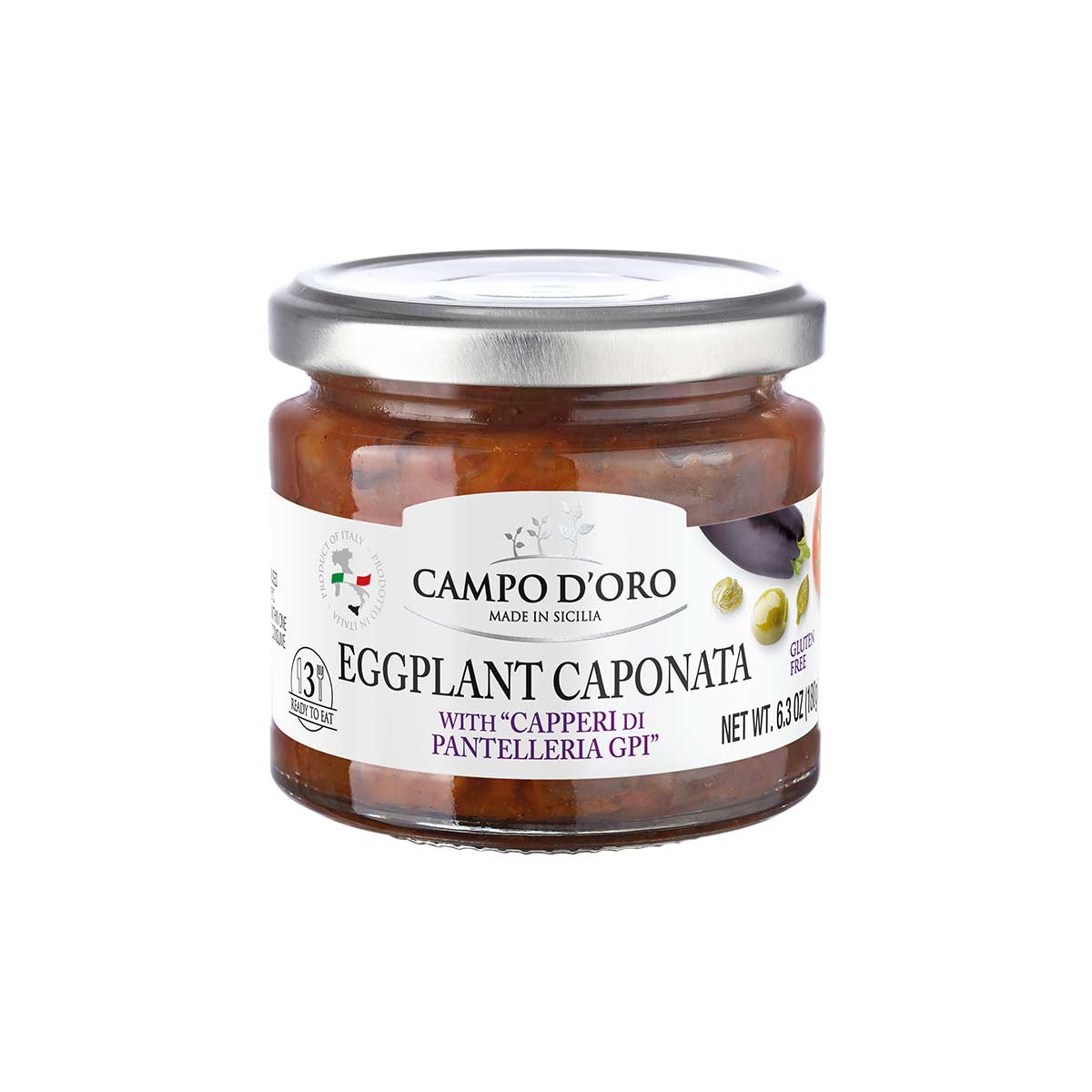 Pantelleria IGP Eggplant Caponata with Capers, Cinotti's Italian Market Jacksonville, Imported Italian Foods, Jacksonville