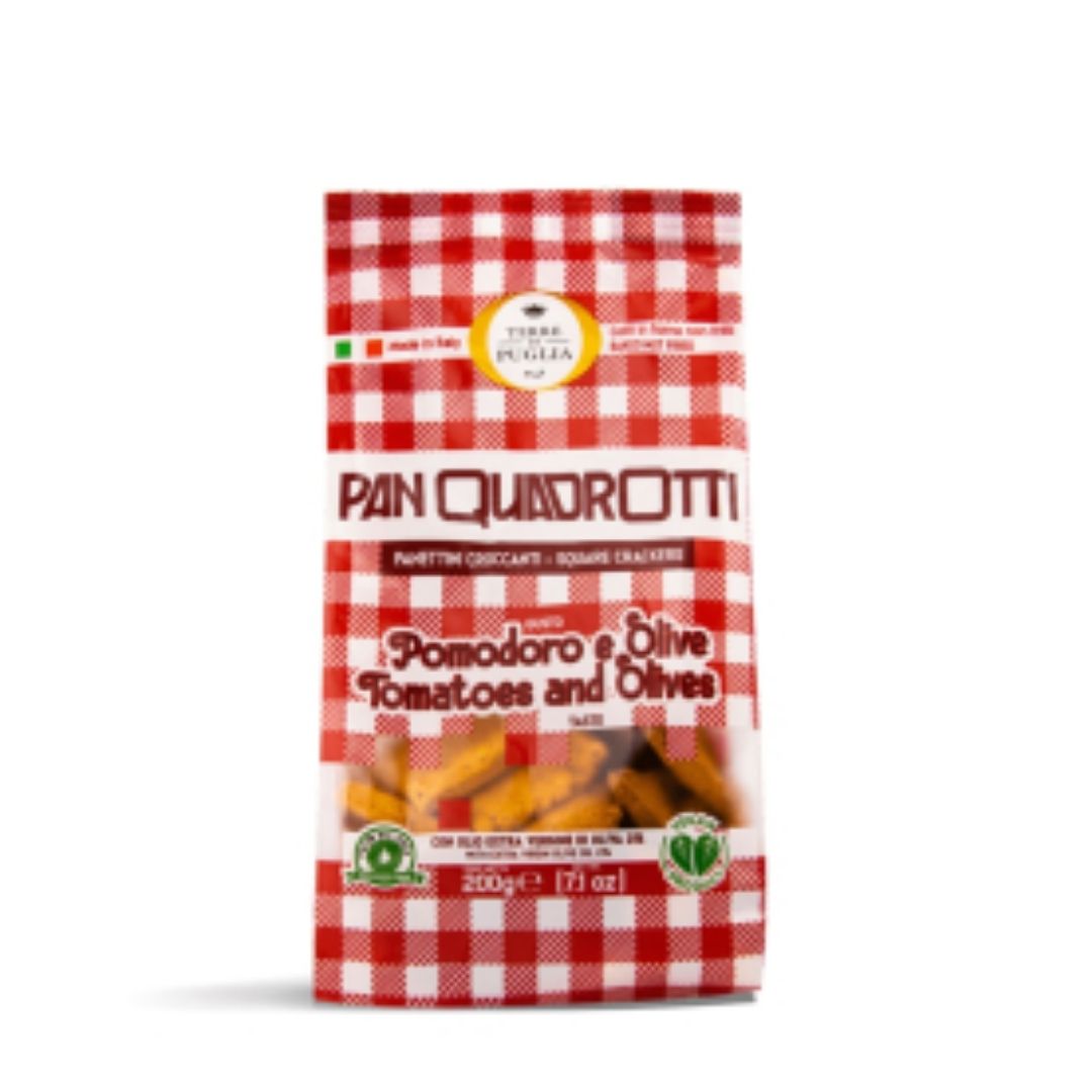 Terre Di Puglia Quadrotti Tomato and Olive Crackers-Cinotti's Italian Market, Italian Cookies