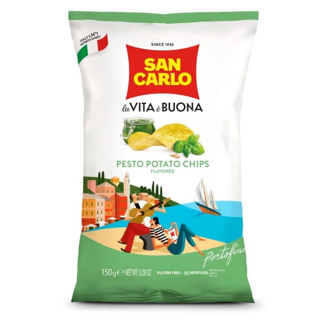san carlo Pesto potato chips- Italian Chips-Cinotti's Italian Market, Italian Cookies