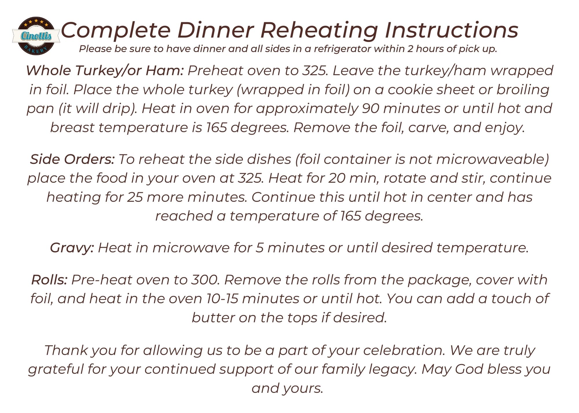 Reheating Instructions Thanksgiving Meals Reheating Instructions Thanksgiving Meals