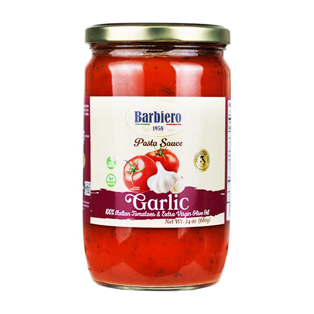 Barbiero Garlic Pasta Sauce, 100% Italian Tomatoes & EVOO Barbiero Garlic Pasta Sauce, 100% Italian Tomatoes & EVOO
