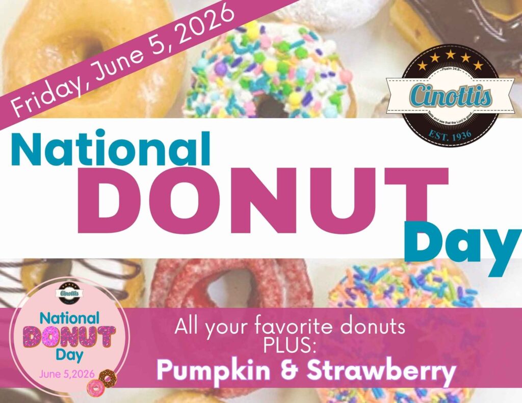 National Donut Day 2026, Donuts, Cinotti's Bakery, Donuts, Red Cross Donuts, Donuts, Jacksonville Beach, Cinottis.