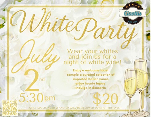 Wine Tasting July 2, Wine tasting Jacksonville, Cinotti’s Bakery