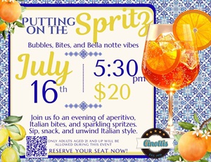 putting on the spritz, wine tasting, Jacksonville Wine Tasting, Cinotti's Bakery and Italian Market